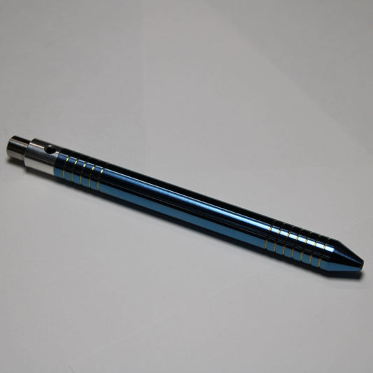 40 Clipless Click Pen x KVR Finishing - 6Al-4V Titanium - 6061 Aluminum Mechanism - Cone Nose - Grip Lines - ISO G2 Schmidt EF9000 Refill