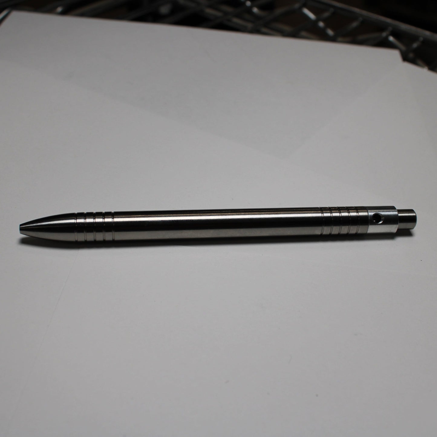 40 Clipless Click Pen - 6Al-4V Titanium - 6061 Aluminum Mechanism - Round Nose - Grip Lines - Pentel EnerGel