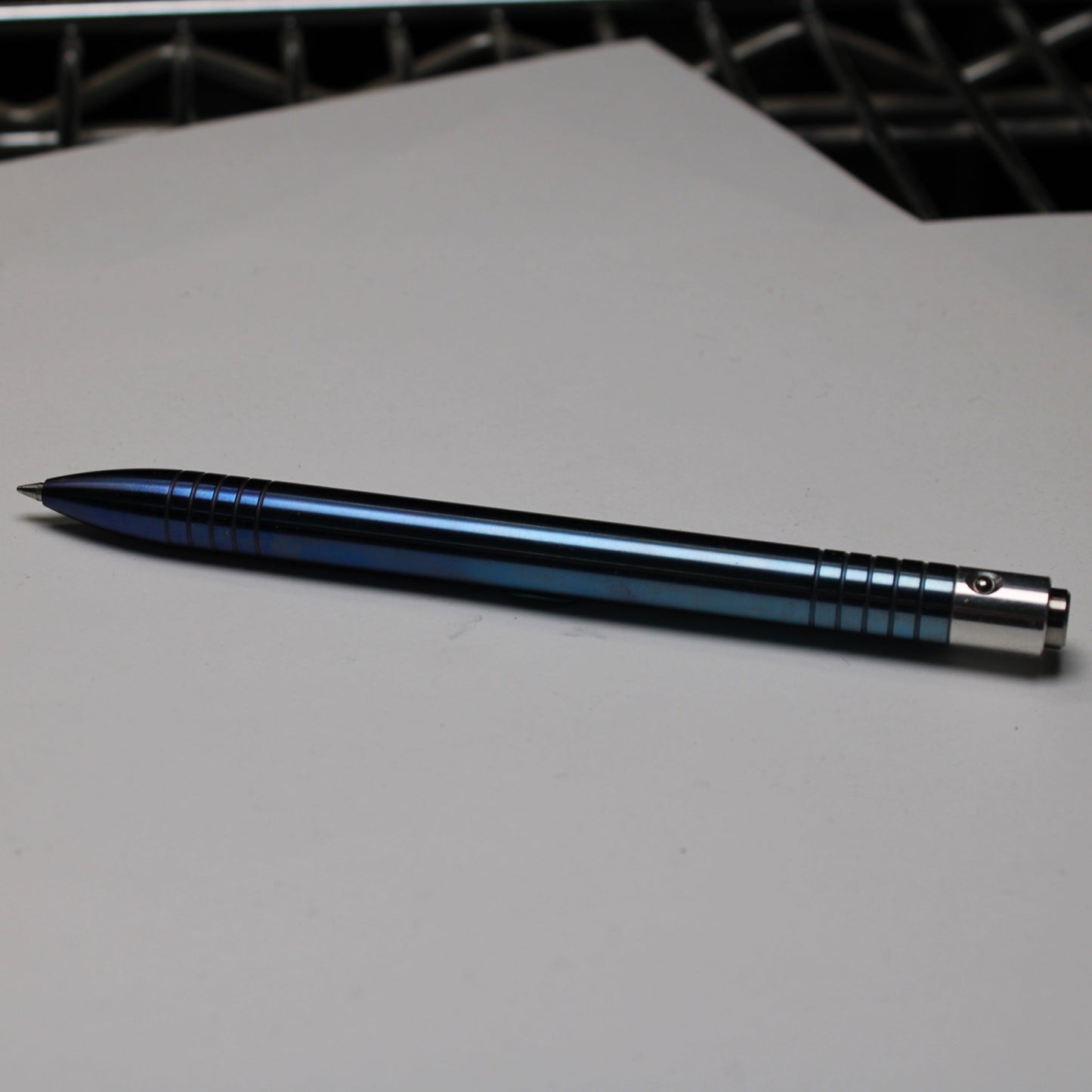 40 Clipless Click Pen x KVR Finishing - 6Al-4V Titanium - 6061 Aluminum Mechanism - Round Nose - Grip Lines - Pilot G2