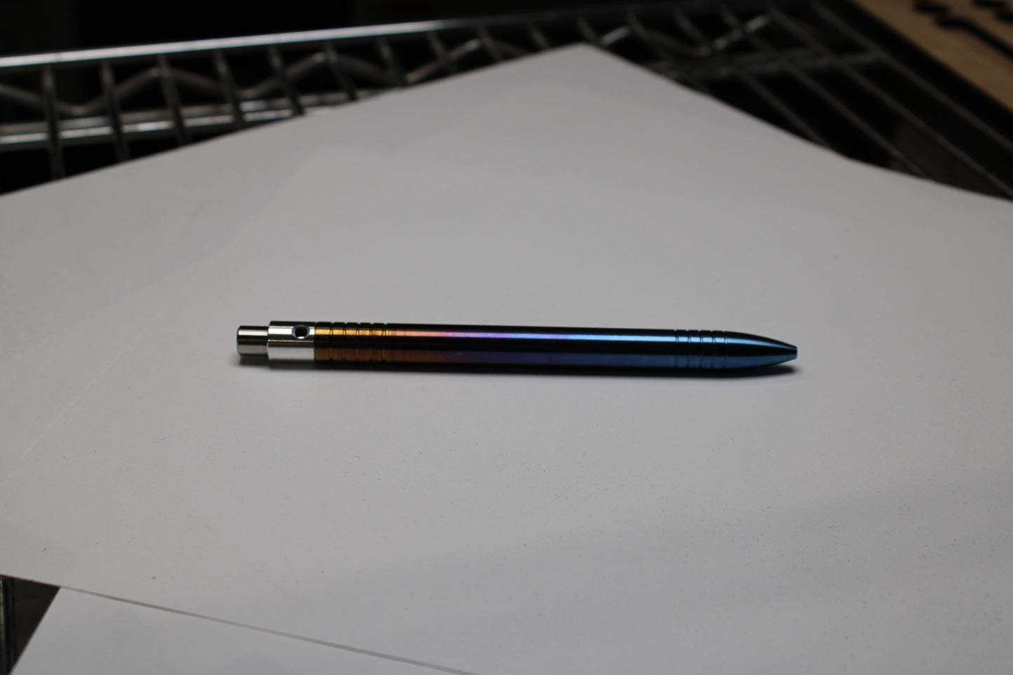 40 Clipless Click Pen x KVR Finishing - 6Al-4V Titanium - 6061 Aluminum Mechanism - Round Nose - Grip Lines - Pentel EnerGel