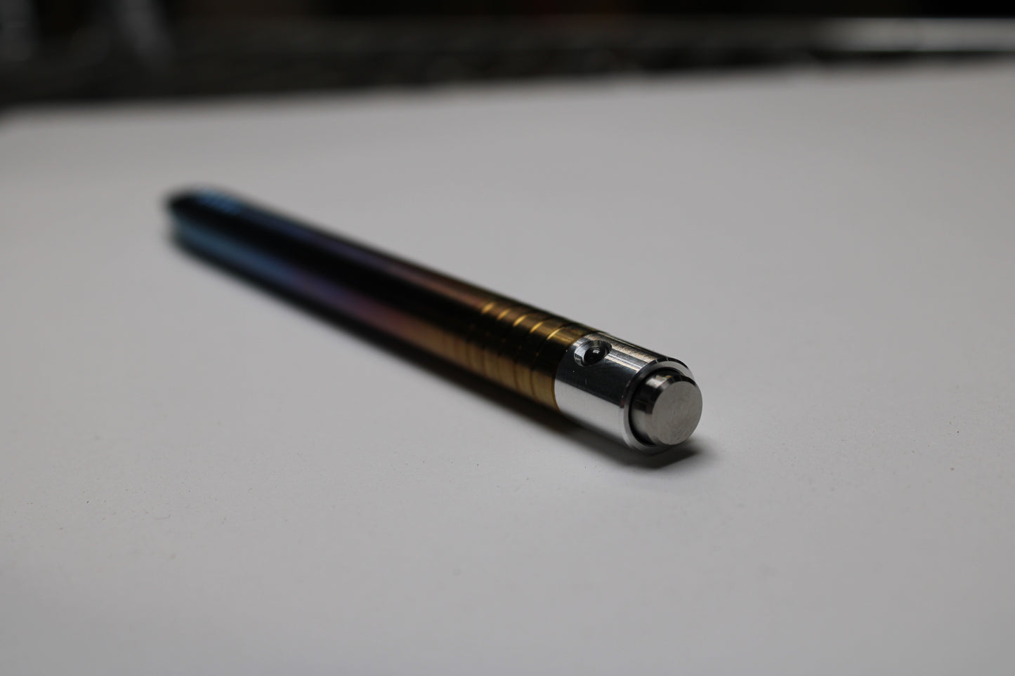 40 Clipless Click Pen x KVR Finishing - 6Al-4V Titanium - 6061 Aluminum Mechanism - Round Nose - Grip Lines - Pentel EnerGel