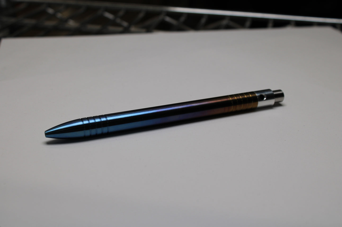 40 Clipless Click Pen x KVR Finishing - 6Al-4V Titanium - 6061 Aluminum Mechanism - Round Nose - Grip Lines - Pentel EnerGel