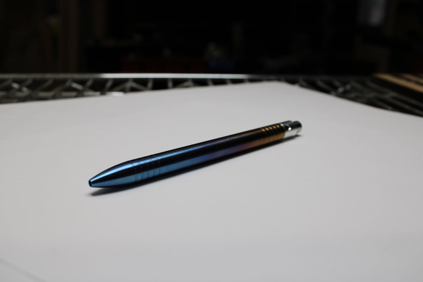 40 Clipless Click Pen x KVR Finishing - 6Al-4V Titanium - 6061 Aluminum Mechanism - Round Nose - Grip Lines - Pentel EnerGel