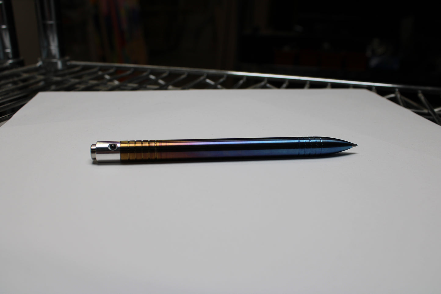 40 Clipless Click Pen x KVR Finishing - 6Al-4V Titanium - 6061 Aluminum Mechanism - Round Nose - Grip Lines - Pentel EnerGel