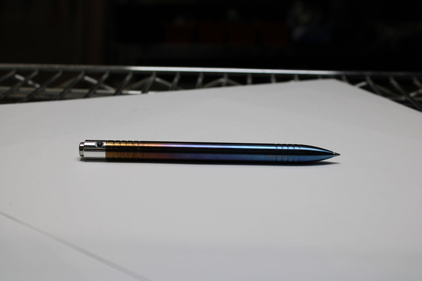 40 Clipless Click Pen x KVR Finishing - 6Al-4V Titanium - 6061 Aluminum Mechanism - Round Nose - Grip Lines - Pentel EnerGel