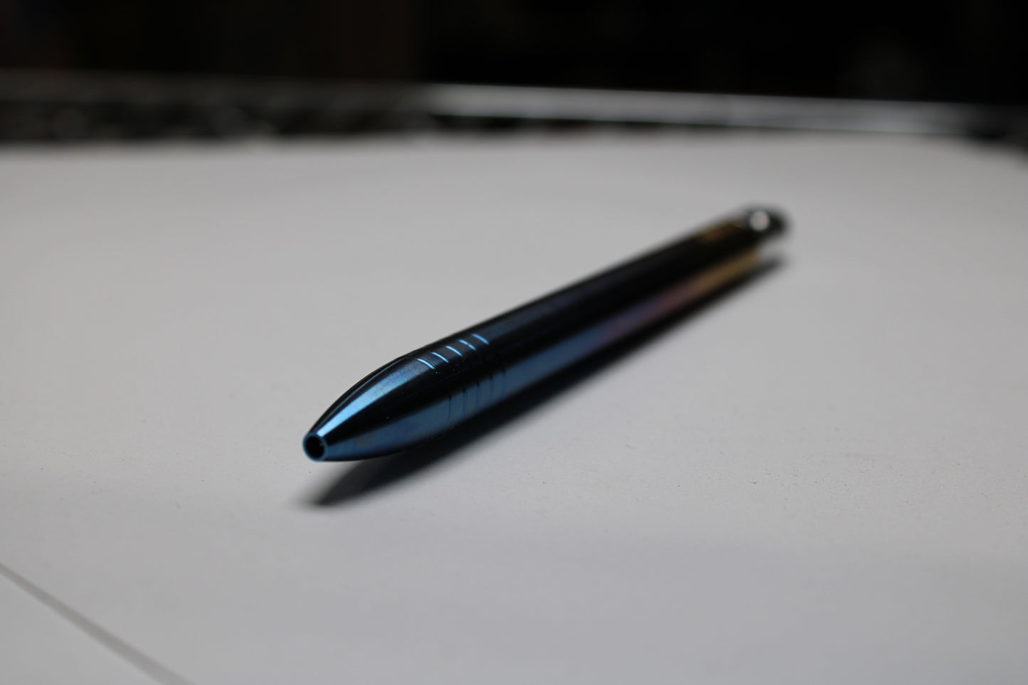 40 Clipless Click Pen x KVR Finishing - 6Al-4V Titanium - 6061 Aluminum Mechanism - Round Nose - Grip Lines - Pentel EnerGel