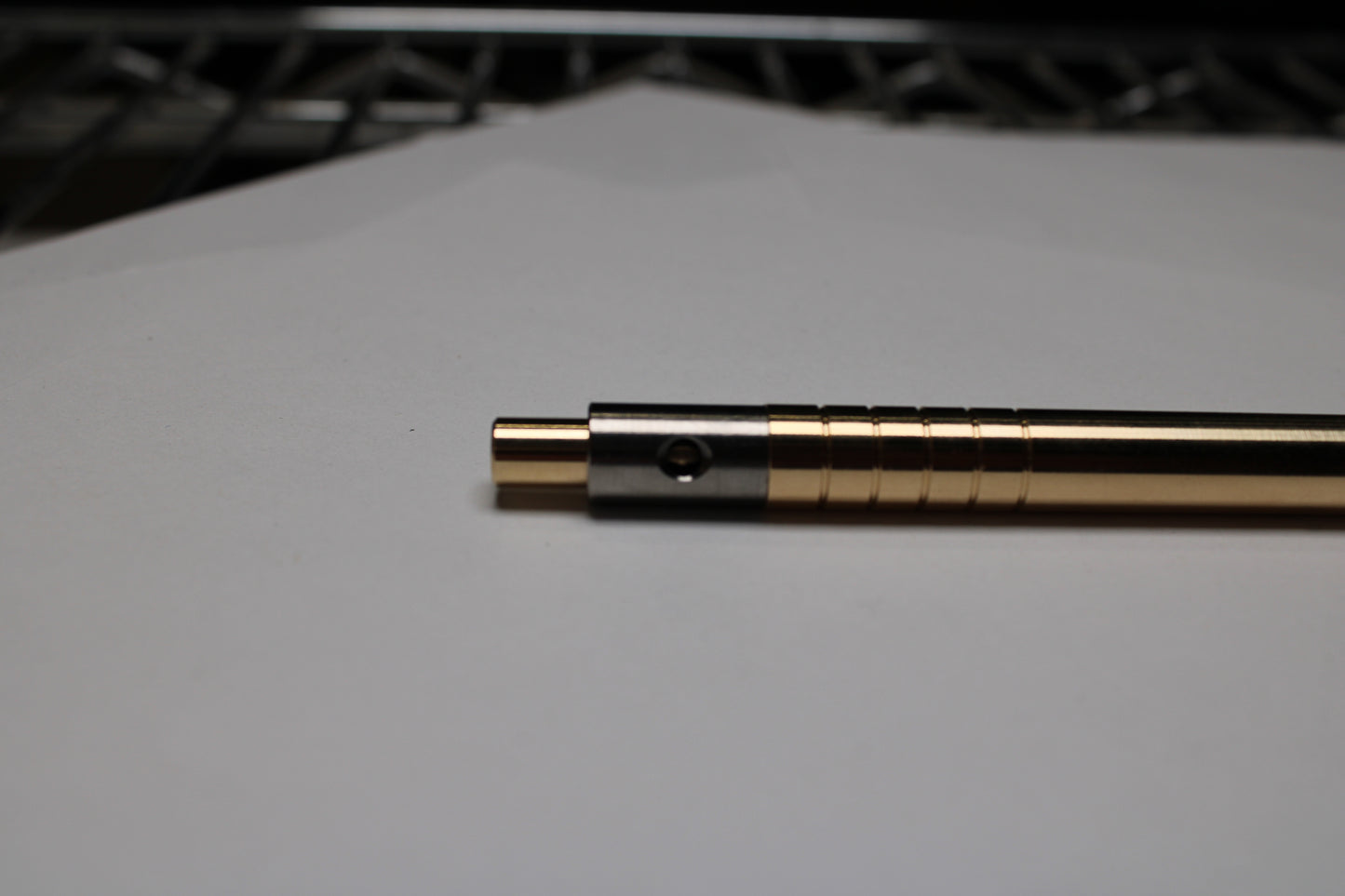 36 Click Clipped Pen - 6Al-4V Titanium Mechanism - 464 Brass Button and Body - Step Nose - Grip Lines - Pentel EnerGel