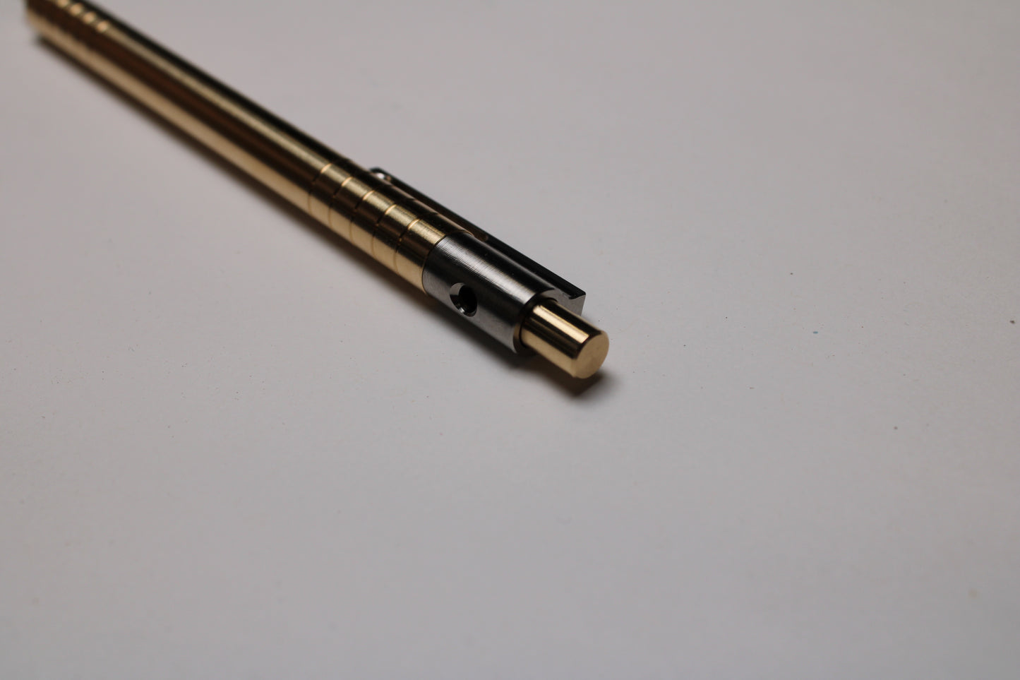 36 Click Clipped Pen - 6Al-4V Titanium Mechanism - 464 Brass Button and Body - Step Nose - Grip Lines - Pentel EnerGel