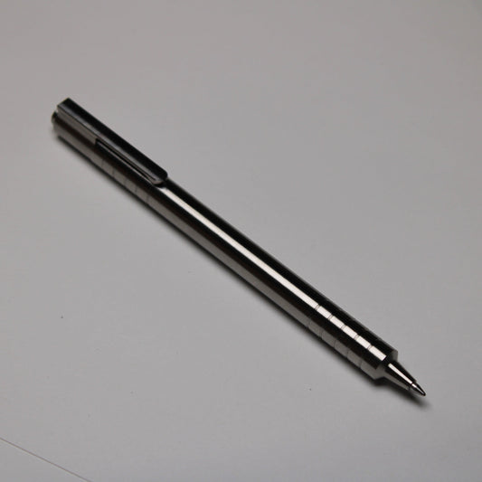 36 Click Clipped Pen - 6Al-4V Titanium - Step Nose - Grip Lines - Pentel EnerGel