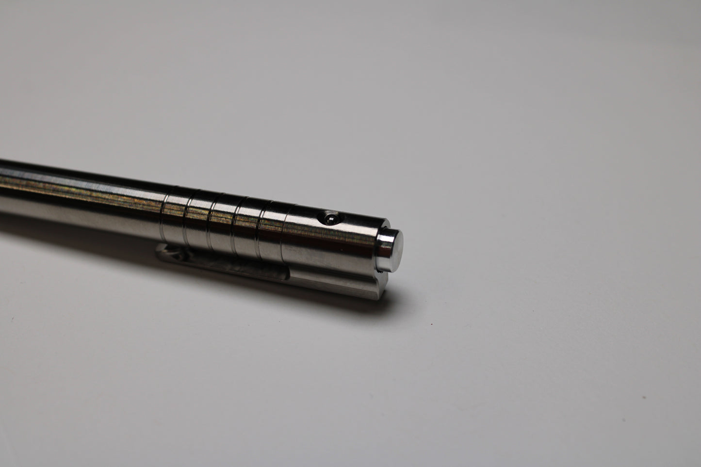 40 Click Clipped Pen - 6Al-4V Titanium - 6061 Aluminum Button - Conical Nose - ISO G2 (Parker)