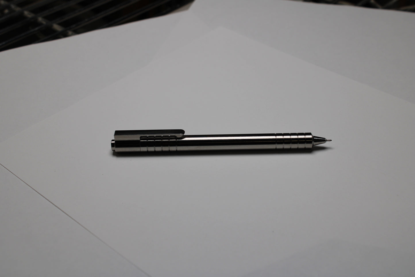 40 Click Clipped Pen - 6Al-4V Titanium - Step Nose -  Pentel EnerGel