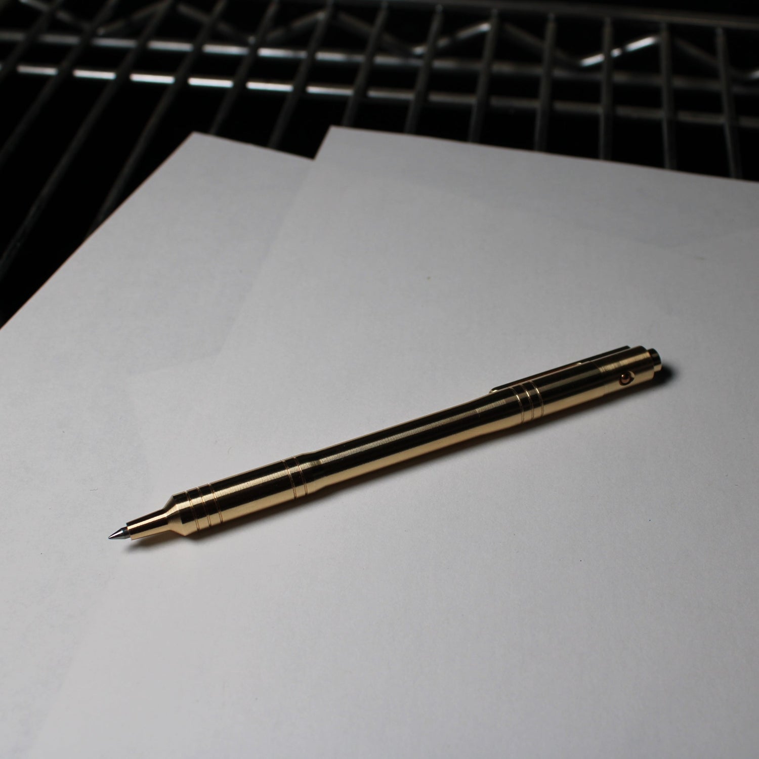 36 Click Pen With Clip - Step Nose - 464 Brass - Rollerball (Pilot